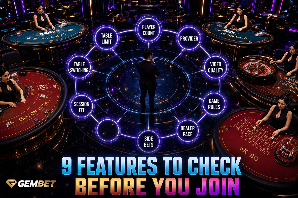 Live casino table features experienced players compare