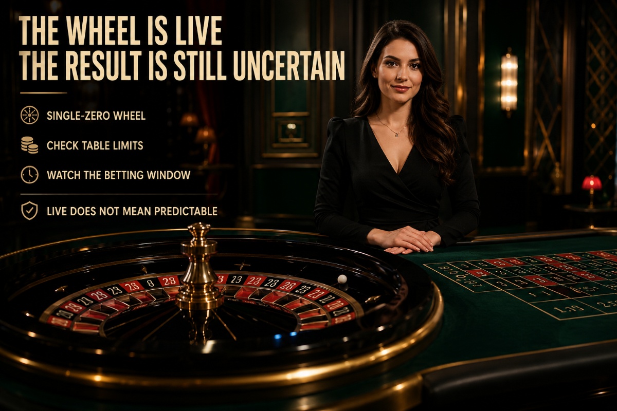 Live dealer roulette on Gembet with a professional dealer, single-zero wheel and live betting table